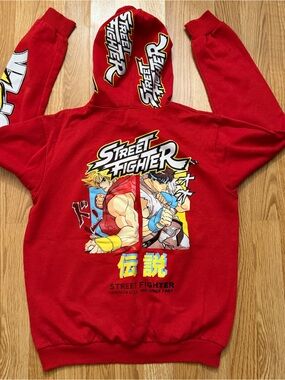 Street Fighter Capcom Red Hoodie Ken vs. Ryu Graphic 90’s Gamer